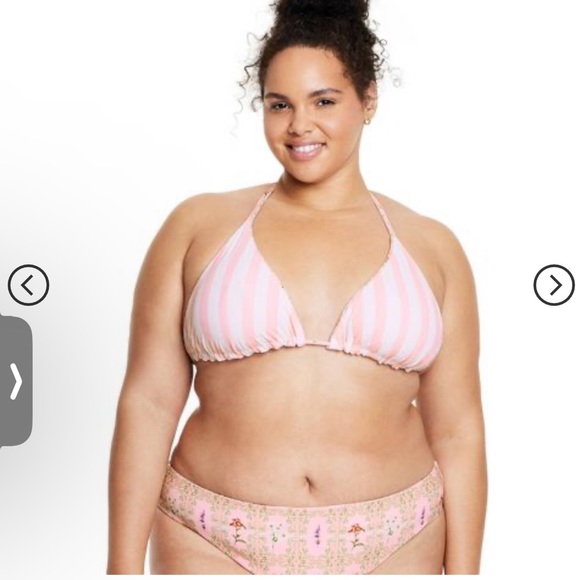 Target x Agua Bendita plus size triangle pink floral striped bikini set - Picture 7 of 16